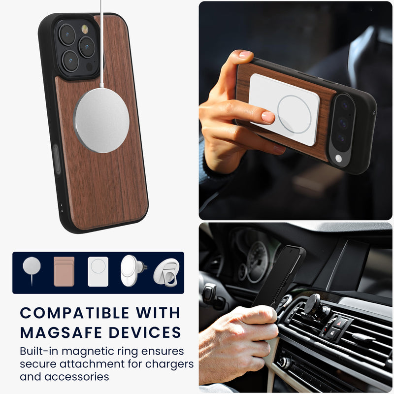 iPhone 16 Pro Holz Handyhülle mit MagSafe Dunkelbraun KWM0000234Y001C