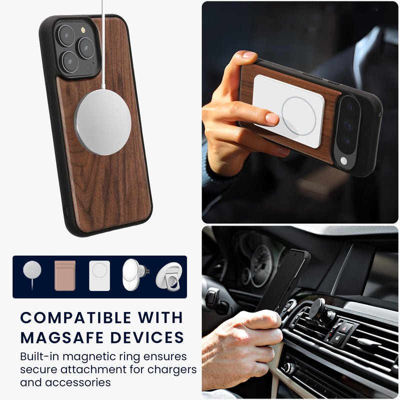 iPhone 15 Pro Max Holz Handyhülle mit MagSafe Dunkelbraun KWM0000235B001C