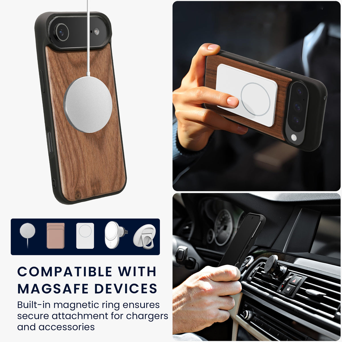iPhone Air Holz Handyhülle mit MagSafe Dunkelbraun KWM0000235D001C