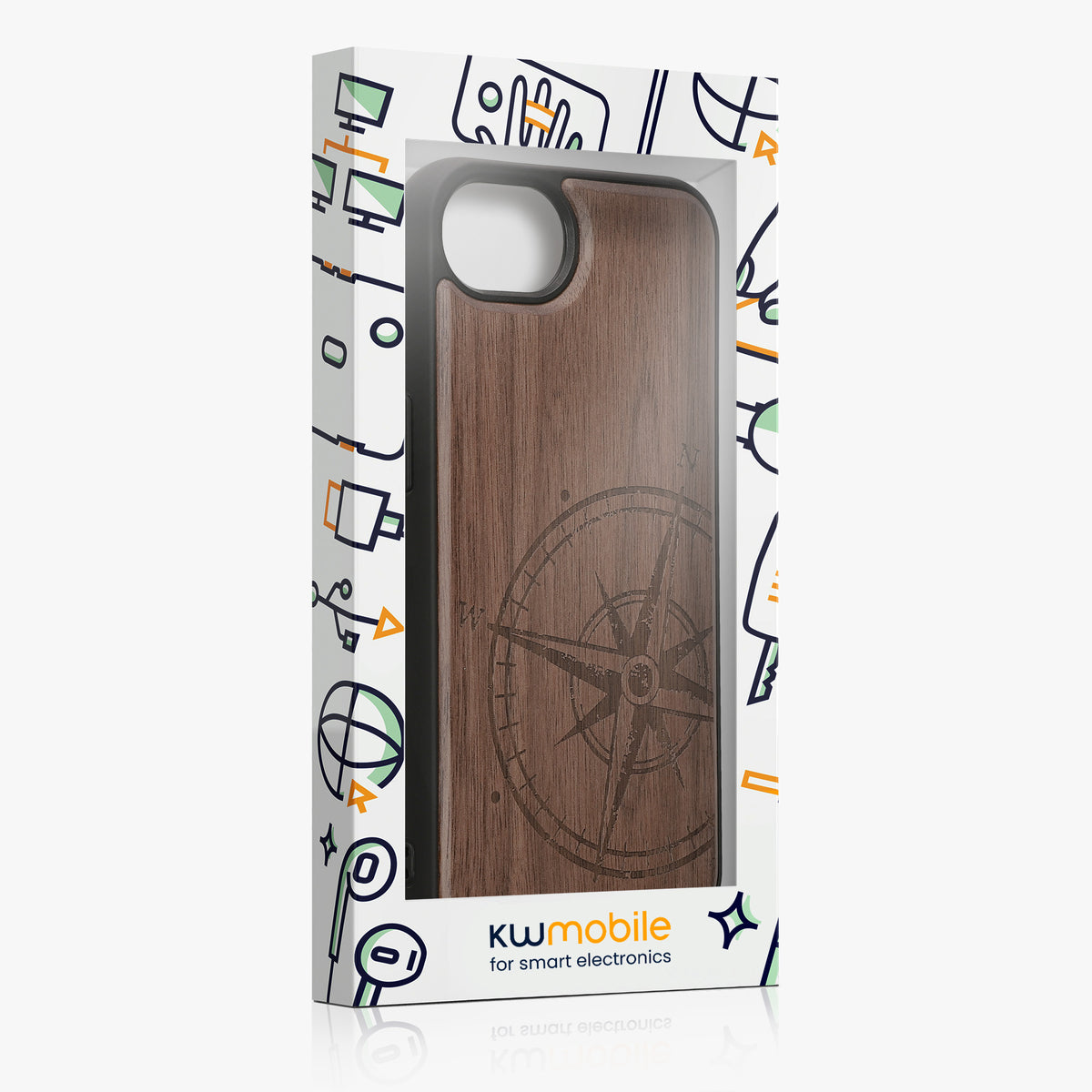 iPhone 16e Holz Handyhülle mit MagSafe Kompass Vintage KWM0000235L001C