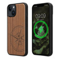 iPhone 14 Holz Handyhülle mit MagSafe Kompass Vintage KWM0000235N001C