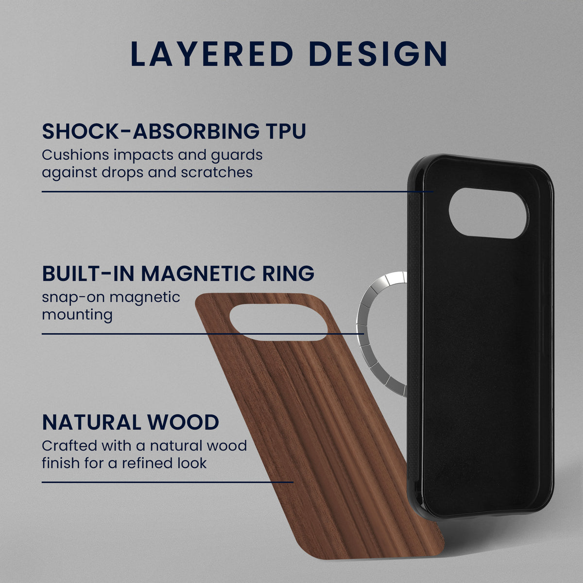 iPhone 15 Holz Handyhülle mit MagSafe Kompass Vintage KWM0000235O001C