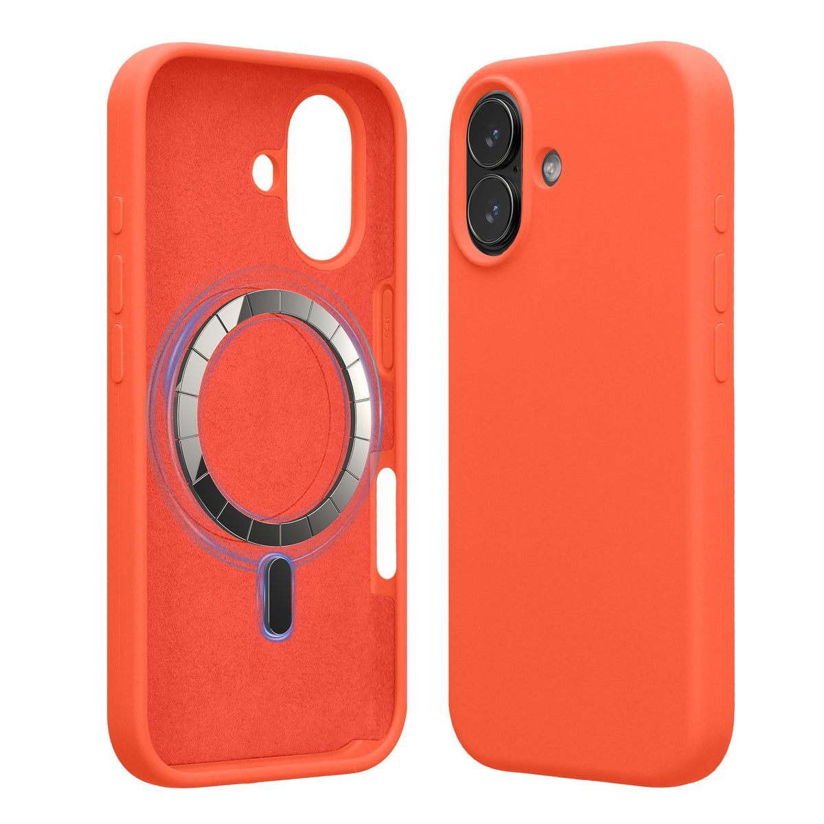 iPhone 17 Silikon Handyhülle mit MagSafe Neon Koralle