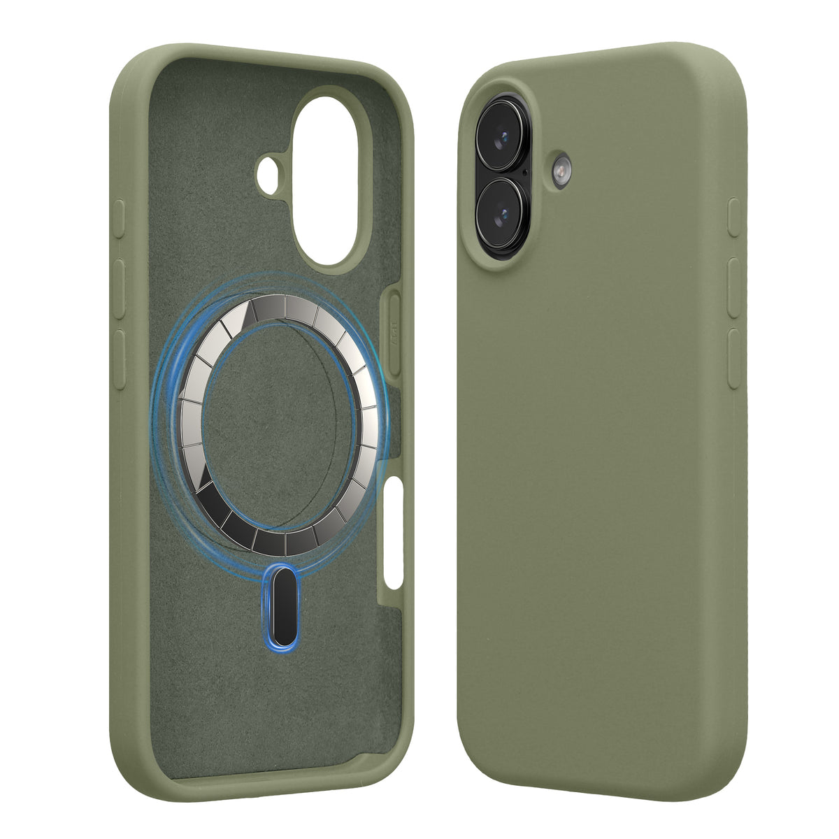 iPhone 17 Silikon Handyhülle mit MagSafe Graugrün