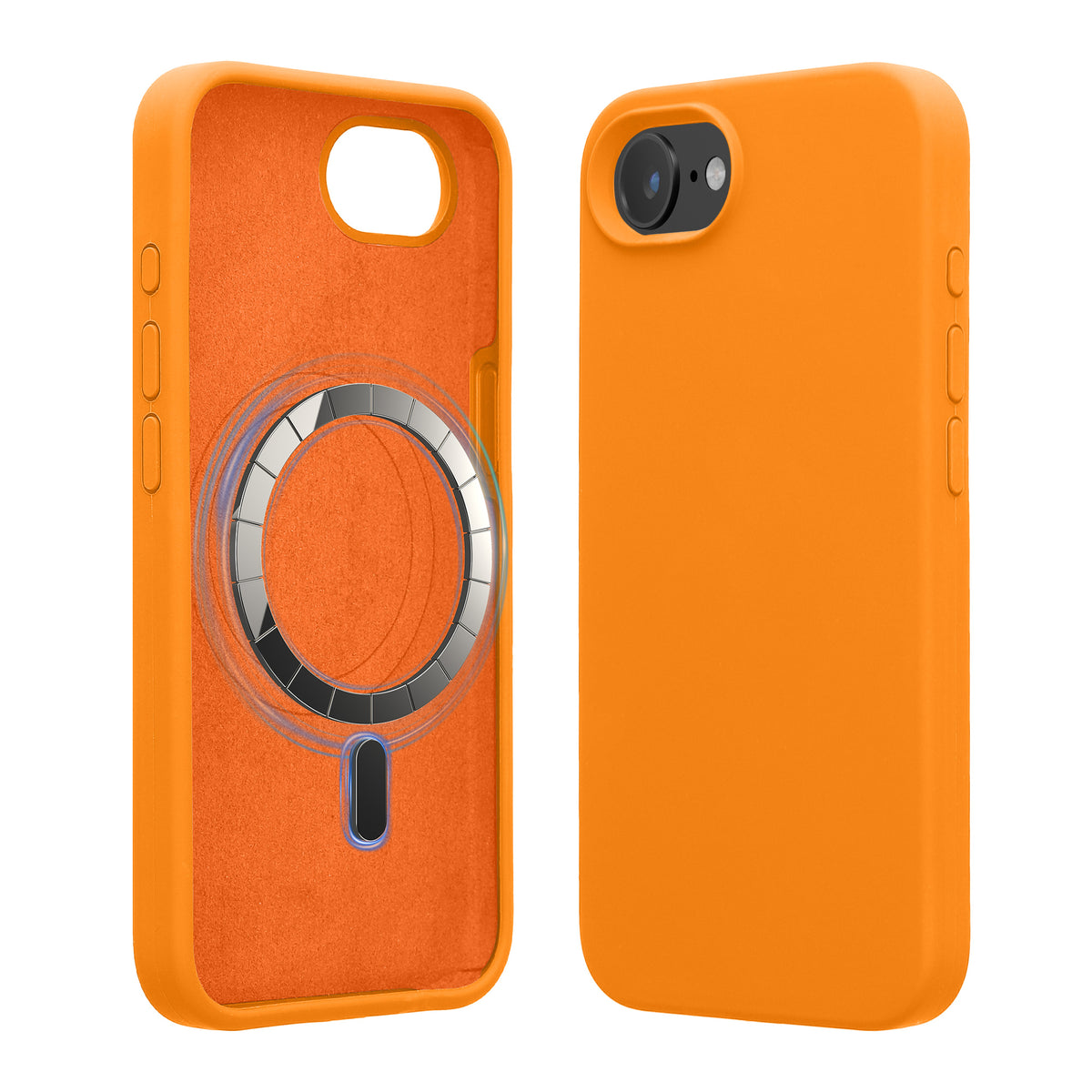 iPhone 17e / iPhone 16e Silikon Handyhülle mit MagSafe Fruity Orange