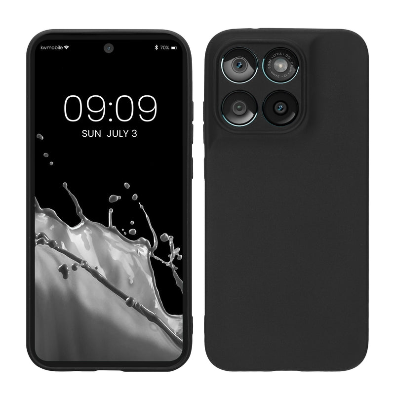 Motorola Moto G67 / G77 / G87 Silikon Handyhülle mit Kameraschutz Schwarz matt
