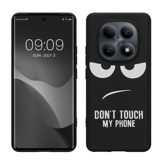 kwmobile Hülle kompatibel mit Xiaomi Redmi Note 15 4G / 5G / Poco M8 5G - Handyhülle Silikon Case - Don't touch my Phone Weiß Schwarz Weiß  [dsg01]