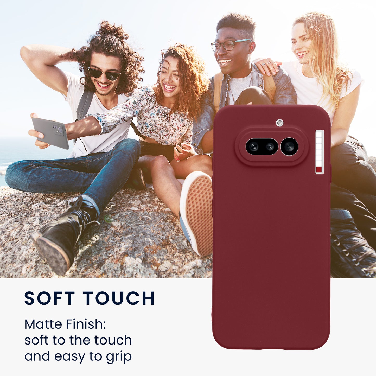 kwmobile Handyhülle für Nothing Phone (4a) Hülle - weiches Handy Silikon Case - Schutzhülle Cover - Bordeaux Violett Bordeaux Violett
