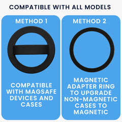 kwmobile Handy Ring Halter für Magsafe Ring Holder - Silikon Magnet Fingerhalter für Smartphone - Magnetring Handy - kompatibel mit MagSafe - Schwarz Schwarz