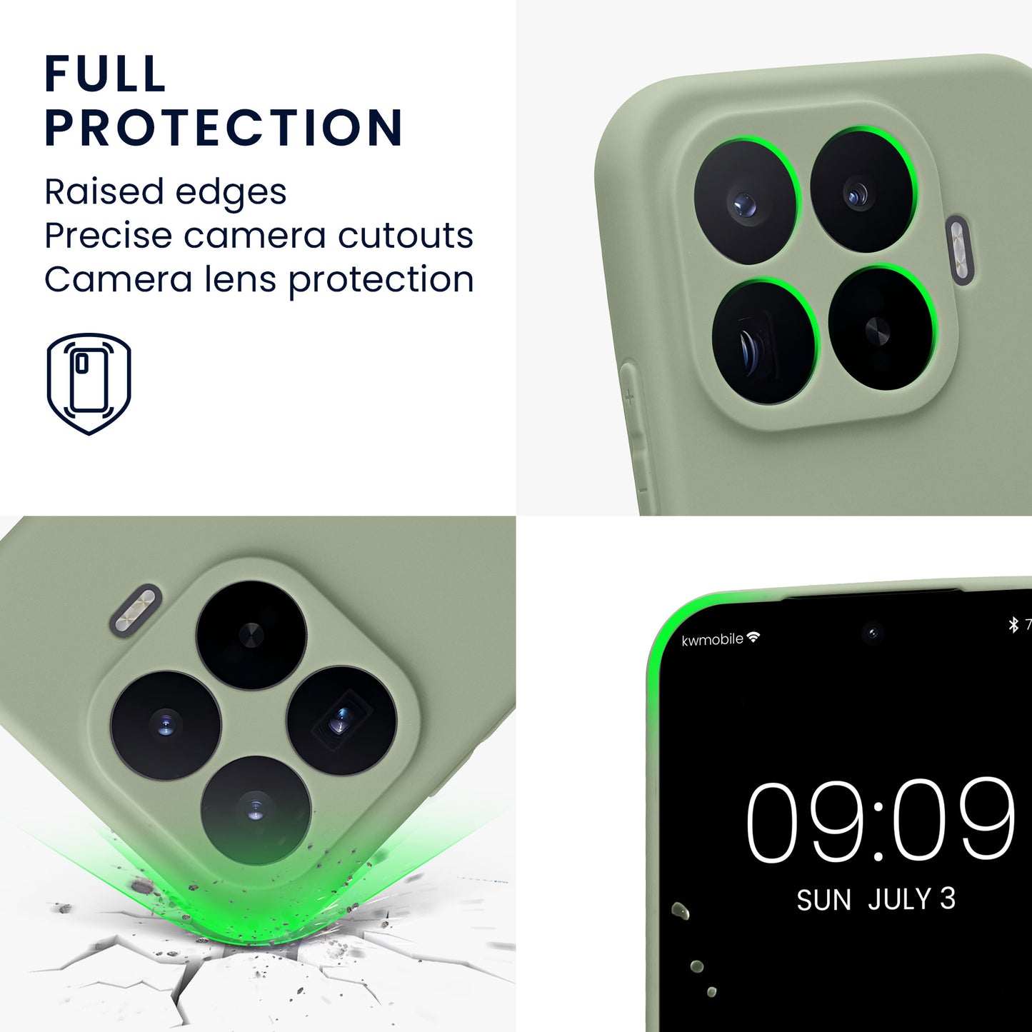 kwmobile Handyhülle für Xiaomi 17T Hülle - weiches Handy Silikon Case - Schutzhülle Cover - Graugrün Graugrün