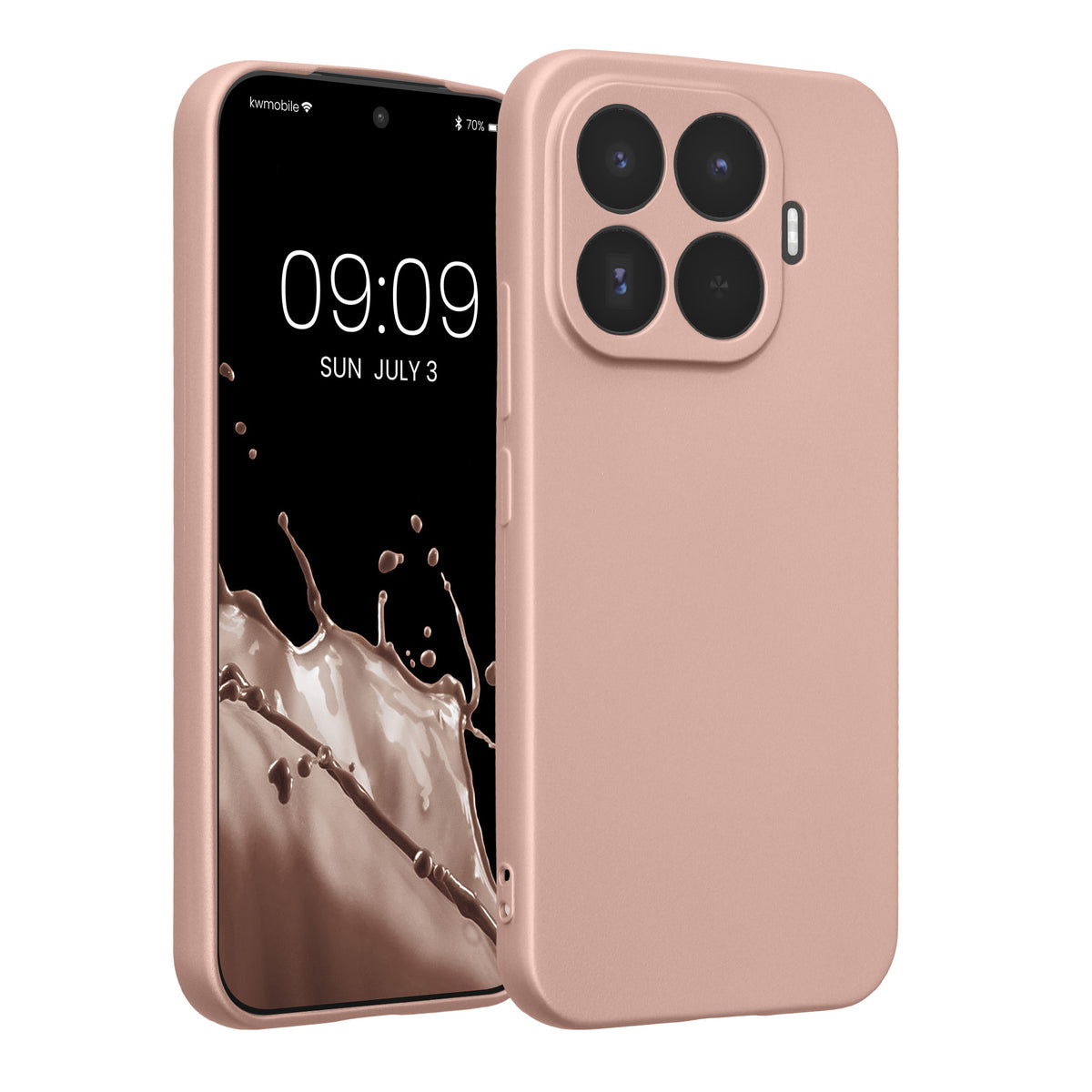kwmobile Handyhülle für Xiaomi 17T Hülle - weiche Silikon Case metallisch schimmernd - Schutzhülle Cover - Metallic Rosegold Metallic Rosegold