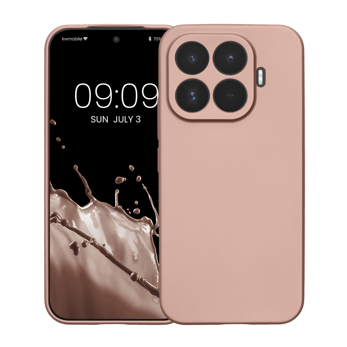 kwmobile Handyhülle für Xiaomi 17T Hülle - weiche Silikon Case metallisch schimmernd - Schutzhülle Cover - Metallic Rosegold Metallic Rosegold