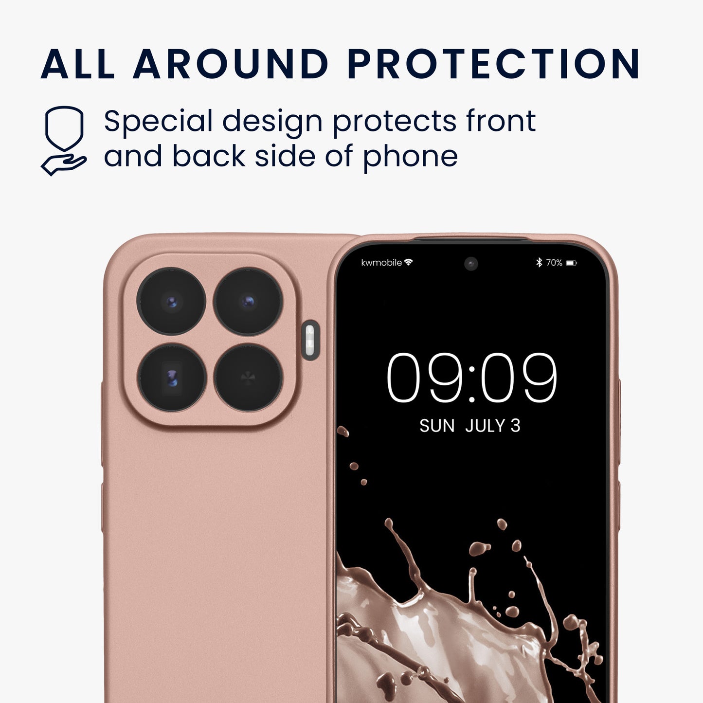 kwmobile Handyhülle für Xiaomi 17T Hülle - weiche Silikon Case metallisch schimmernd - Schutzhülle Cover - Metallic Rosegold Metallic Rosegold