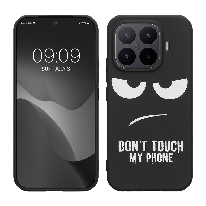 kwmobile Hülle kompatibel mit Xiaomi 17T - Handyhülle Silikon Case - Don't touch my Phone Weiß Schwarz Weiß  [dsg01]