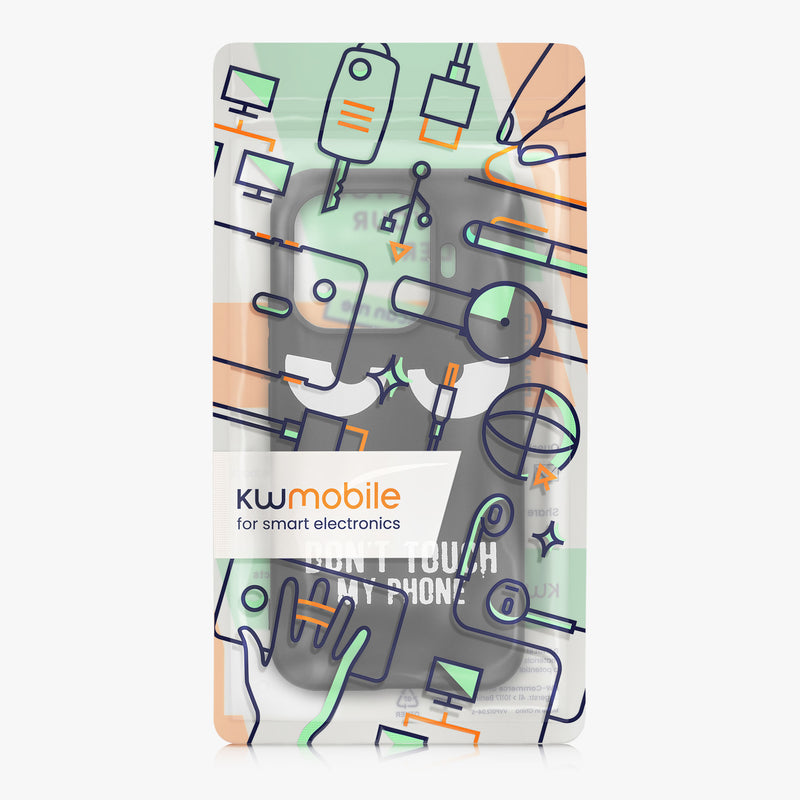 kwmobile Hülle kompatibel mit Xiaomi 17T - Handyhülle Silikon Case - Don't touch my Phone Weiß Schwarz Weiß  [dsg01]