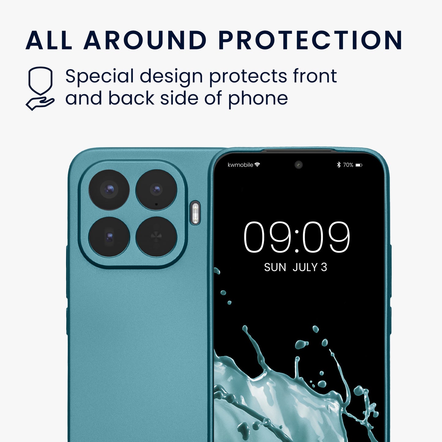 kwmobile Handyhülle für Xiaomi 17T Pro Hülle - weiche Silikon Case metallisch schimmernd - Schutzhülle Cover - Metallic Karibikblau Metallic Karibikblau