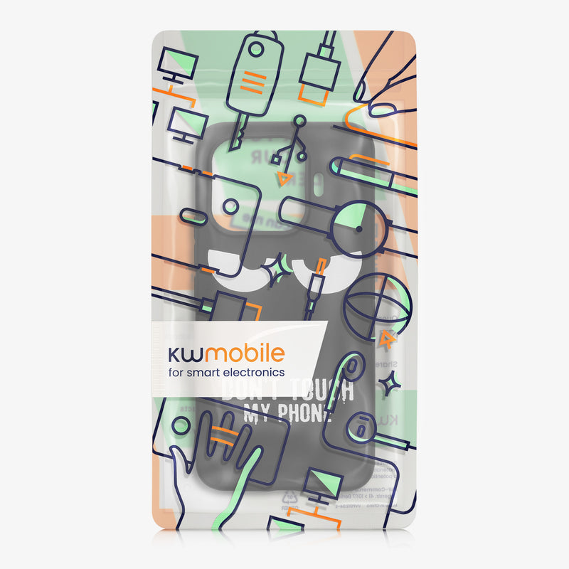 kwmobile Hülle kompatibel mit Xiaomi 17T Pro - Handyhülle Silikon Case - Don't touch my Phone Weiß Schwarz Weiß  [dsg01]