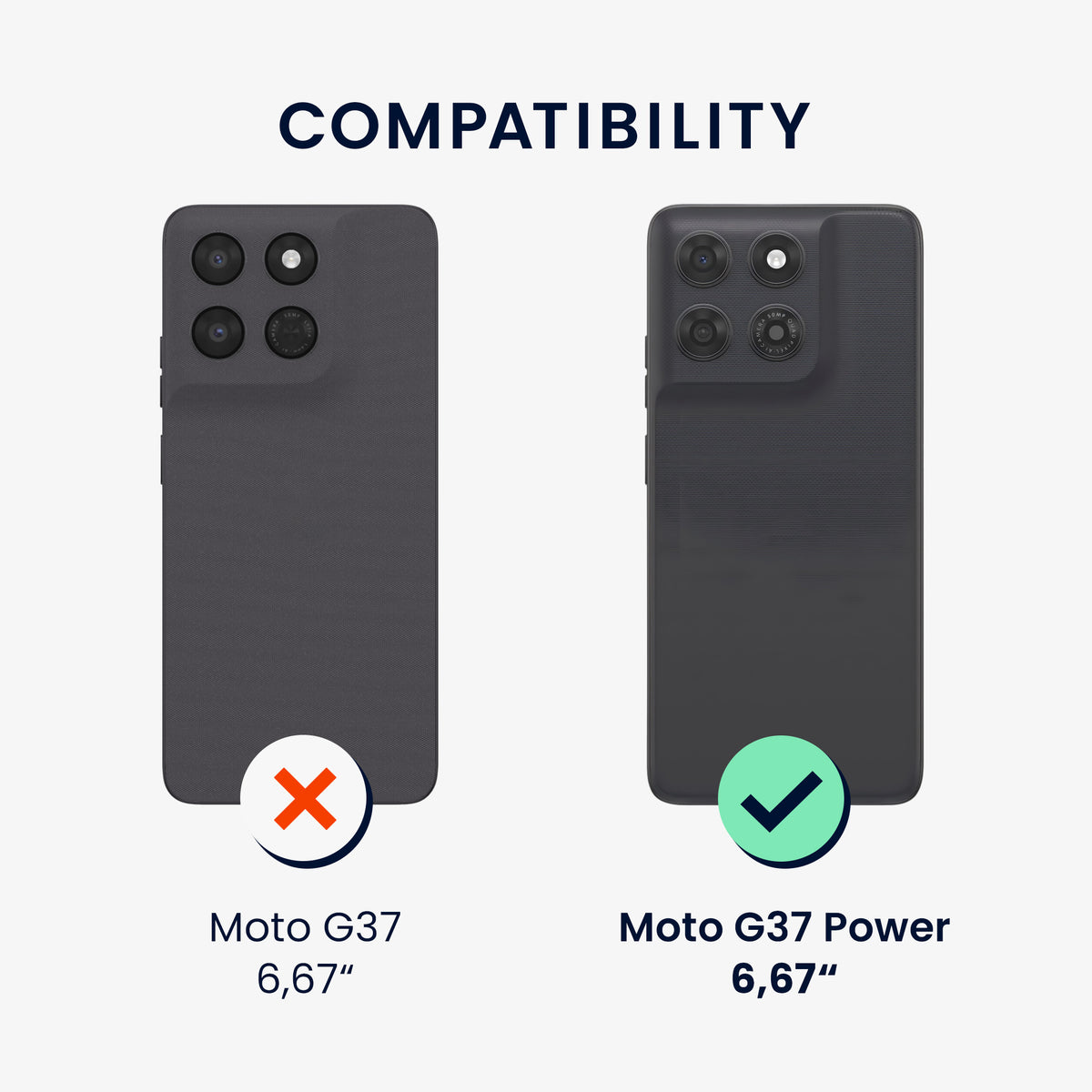 kwmobile Hülle für Motorola Moto G37 Power TPU Case - Handyhülle unterstützt kabelloses Laden, flexible Schutzhülle, gummiertes Cover in Dunkler Schiefer Dunkler Schiefer