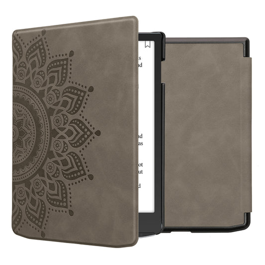 kwmobile Schutzhülle für Pocketbook InkPad 4 / Color 3 / Color 2 / Vivlio InkPad 4 / InkPad Color 3 Hülle - eReader Case aus Kunstleder mit Auto Sleep Funktion - Aufgehende Sonne mit Grau Grau  [dsg02]