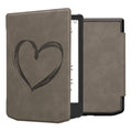 kwmobile Schutzhülle für Pocketbook Verse / Verse Lite / Verse Pro / Color / Vivlio Light/Light HD Hülle - eReader Case aus Kunstleder mit Auto Sleep Funktion - Herz Brush mit Grau Grau  [dsg03]