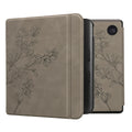 kwmobile Schutzhülle für Kobo Kobo Libra Colour / Tolino Vision Color Hülle - eReader Case aus Kunstleder mit Auto Sleep Funktion - Magnolien mit Grau Grau  [dsg03]