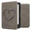 kwmobile Schutzhülle für Kobo Clara BW / Clara Colour / Tolino Shine (5) / Shine Color Hülle - eReader Case aus Kunstleder mit Auto Sleep Funktion - Herz Brush mit Grau Grau  [dsg01]