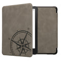 kwmobile Schutzhülle für Amazon Kindle Paperwhite (2024)/Colorsoft Hülle - eReader Case aus Kunstleder mit Auto Sleep Funktion - Kompass Vintage mit Grau Grau  [dsg08]