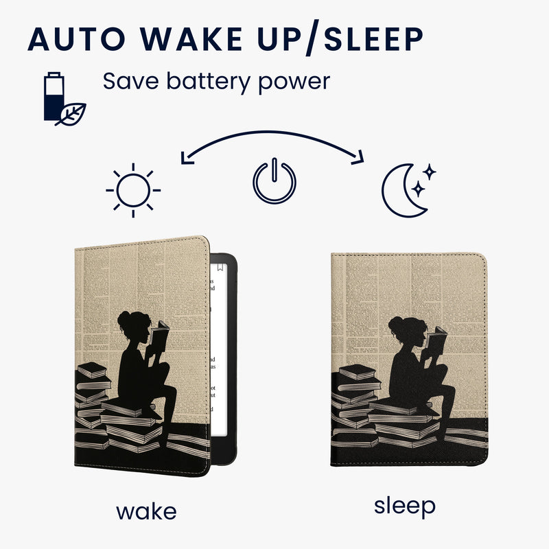 kwmobile Schutzhülle für Amazon Kindle Paperwhite (2024)/Colorsoft Hülle - eReader Flip Case mit Handschlaufe und Auto Sleep Funktion