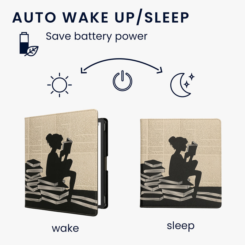 kwmobile Schutzhülle für Amazon Kindle Scribe (2022/2024) Hülle - eReader Flip Case mit Handschlaufe und Auto Sleep Funktion