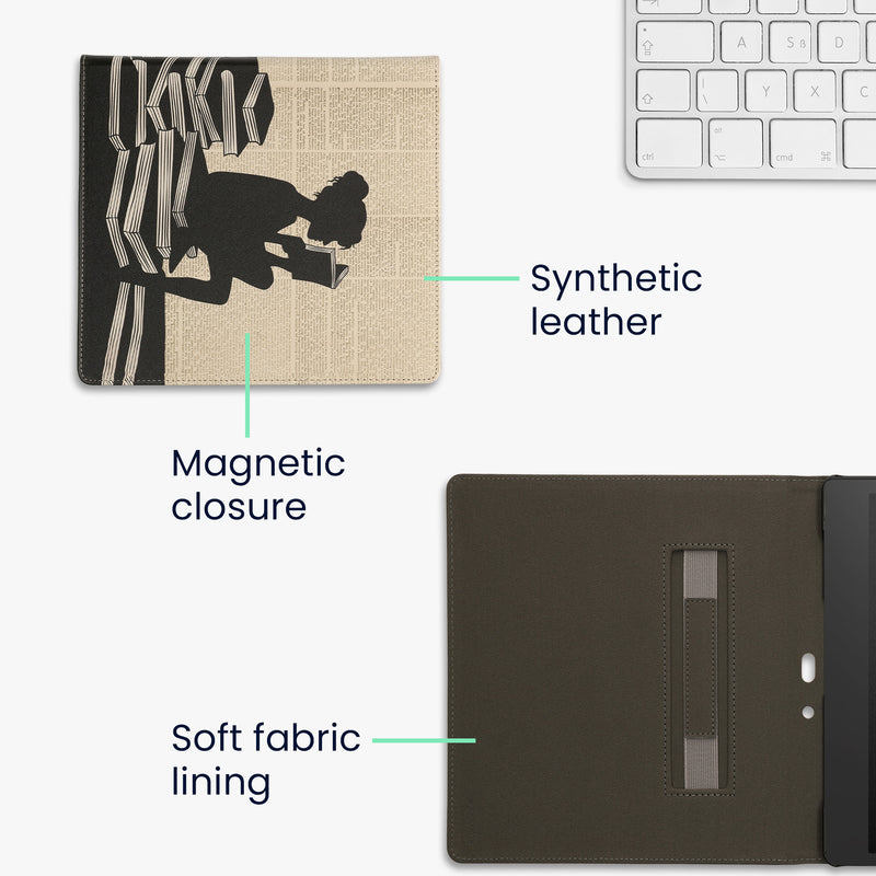 kwmobile Schutzhülle für Amazon Kindle Scribe (2022/2024) Hülle - eReader Flip Case mit Handschlaufe und Auto Sleep Funktion