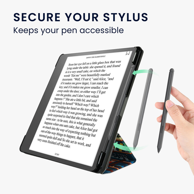 kwmobile E-Reader Schutzhülle kompatibel mit Amazon Kindle Scribe (2022/2024) Hülle - Kunstleder Case für eReader mit zweifachen Ständer und Stifthalter
