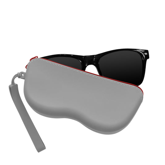kwmobile Sonnenbrillen Etui zum Anhängen - weiches Brillenetui zum Anhängen für Handtasche - Tasche für Brille mit Reißverschluss - Sonnenbrillenetui aus Silikon - Grau Grau