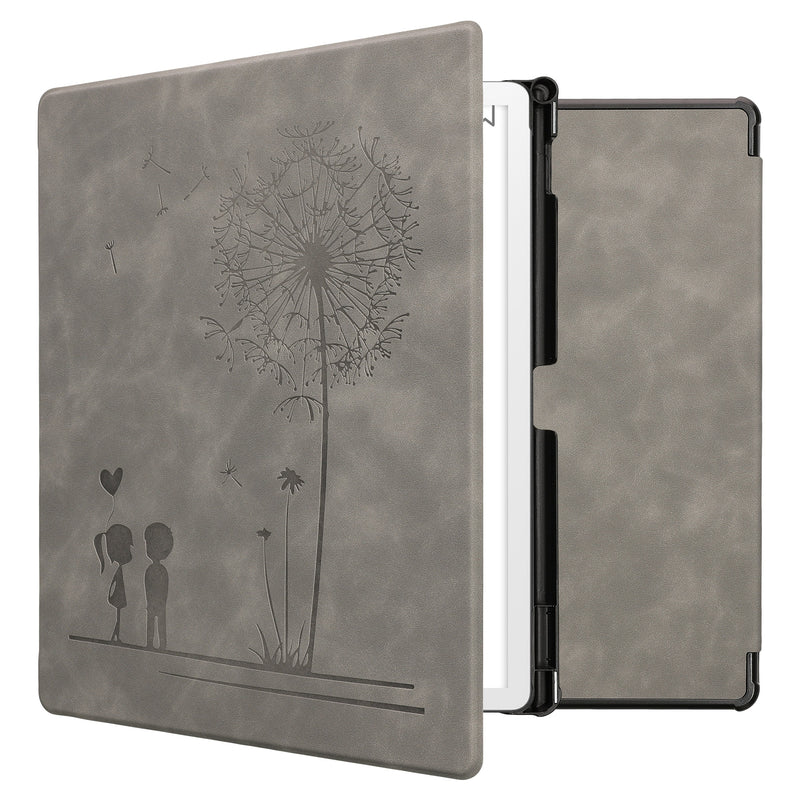 kwmobile Schutzhülle für Amazon Kindle Scribe 11" (2025) Hülle - eReader Case aus Kunstleder mit Auto Sleep Funktion - Pusteblume Love mit Grau Grau  [dsg01]