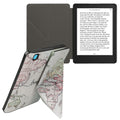 kwmobile Kunstleder eReader Schutzhülle für Kobo Aura Edition 2 Hülle - Falt Cover für E-Reader in Schwarz Mehrfarbig - Travel Schriftzug Schwarz Travel Weltkarte