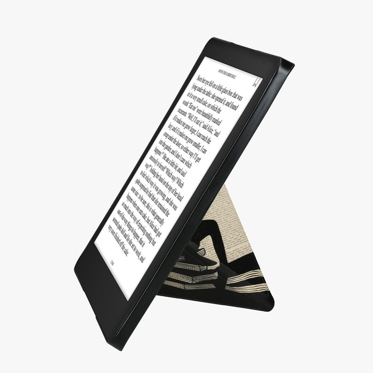 kwmobile Kunstleder eReader Schutzhülle für Kobo Aura Edition 2 Hülle - Falt Cover für E-Reader in Schwarz Beige - Lesende Frau Schwarz Lesendes Mädchen