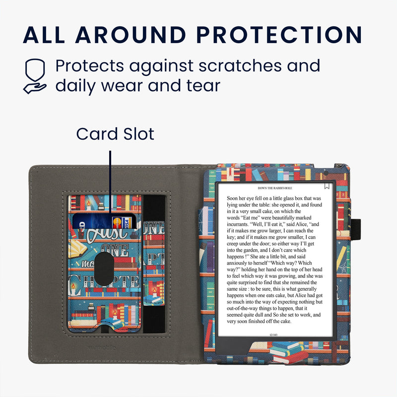 kwmobile Flip Cover Kobo Aura H2O Edition 2 - Bibliothek Motto
