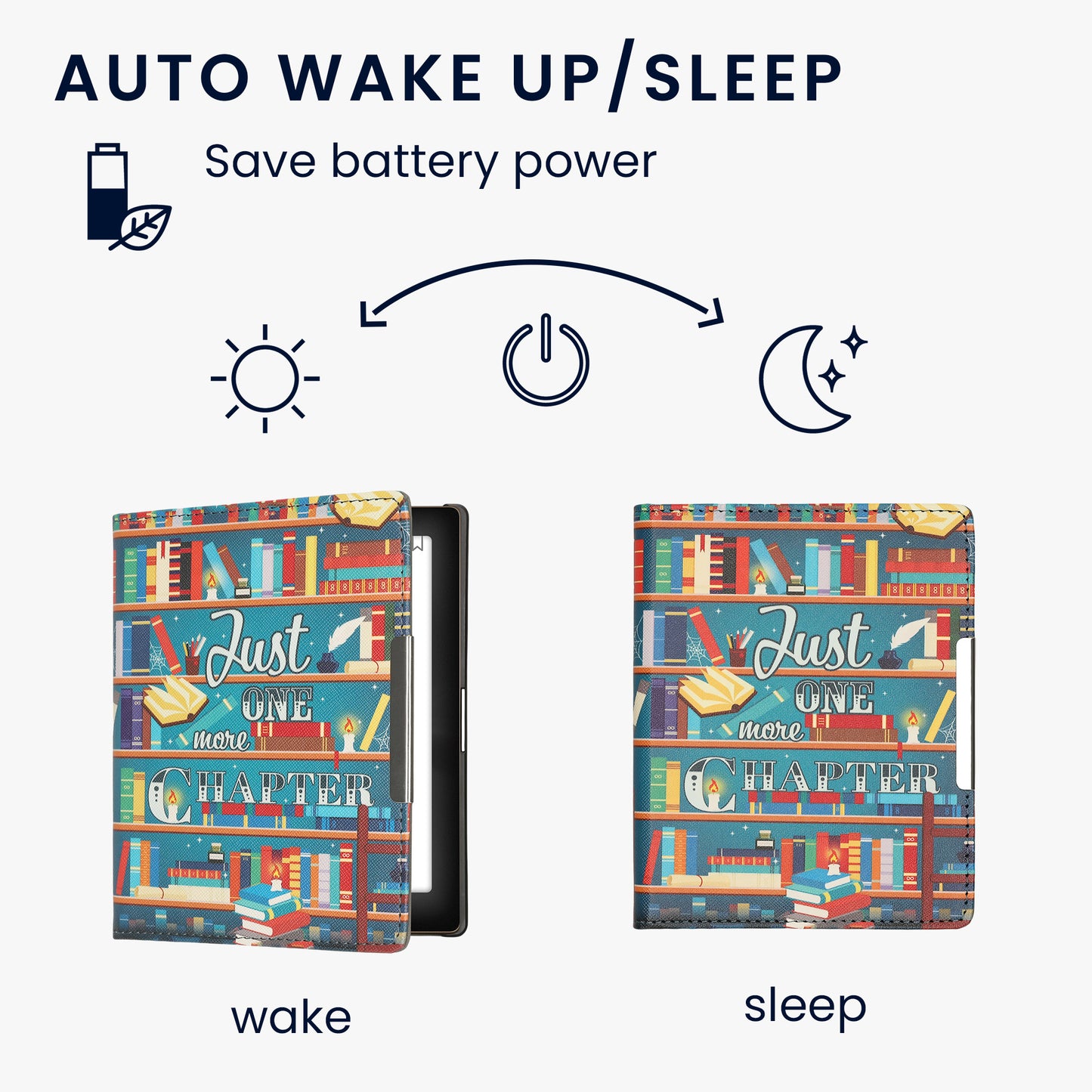 kwmobile Schutzhülle für Kobo Aura Edition 1 Hülle - eReader Flip Case mit Handschlaufe und Auto Sleep Funktion - Bibliothek Motto mit Mehrfarbig Mehrfarbig  [dsg02]