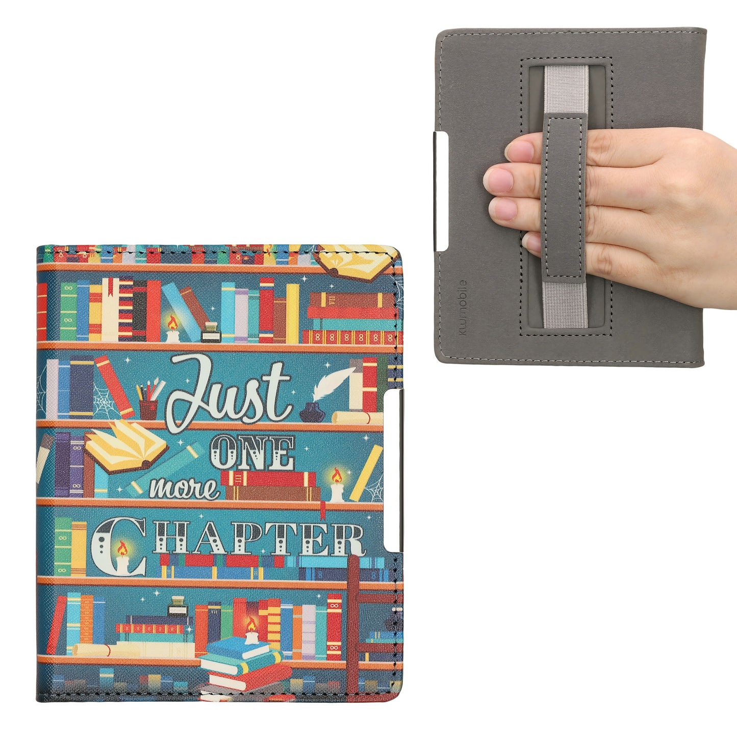 kwmobile Schutzhülle für Kobo Aura Edition 1 Hülle - eReader Flip Case mit Handschlaufe und Auto Sleep Funktion - Bibliothek Motto mit Mehrfarbig Mehrfarbig  [dsg02]