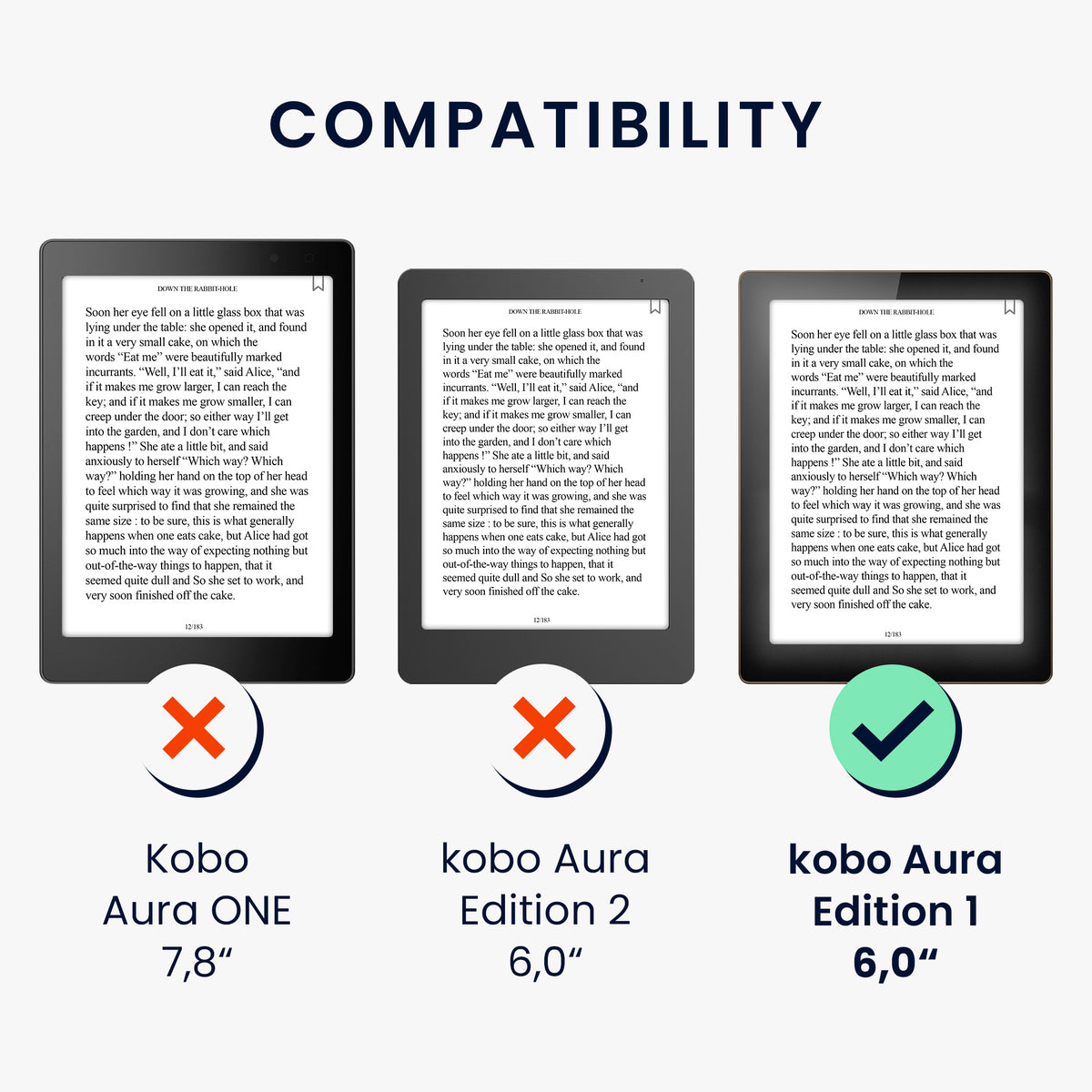 kwmobile Schutzhülle für Kobo Aura Edition 1 Hülle - eReader Flip Case mit Handschlaufe und Auto Sleep Funktion - Katzen mit Orange Schwarz Weiß Orange  [dsg03]