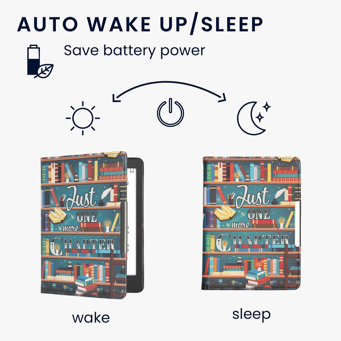 kwmobile Schutzhülle für Kobo Aura Edition 2 Hülle - eReader Flip Case mit Handschlaufe und Auto Sleep Funktion - Bibliothek Motto mit Mehrfarbig Mehrfarbig  [dsg02]