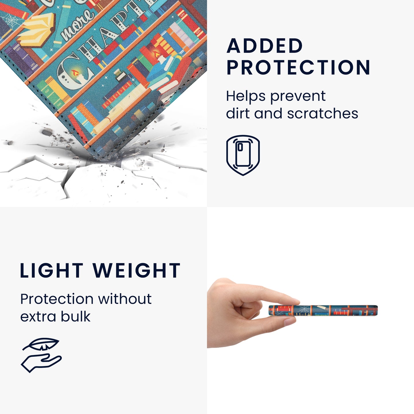 kwmobile Schutzhülle für Kobo Aura H2O Edition 1 Hülle - eReader Flip Case mit Handschlaufe und Auto Sleep Funktion - Bibliothek Motto mit Mehrfarbig Mehrfarbig  [dsg02]