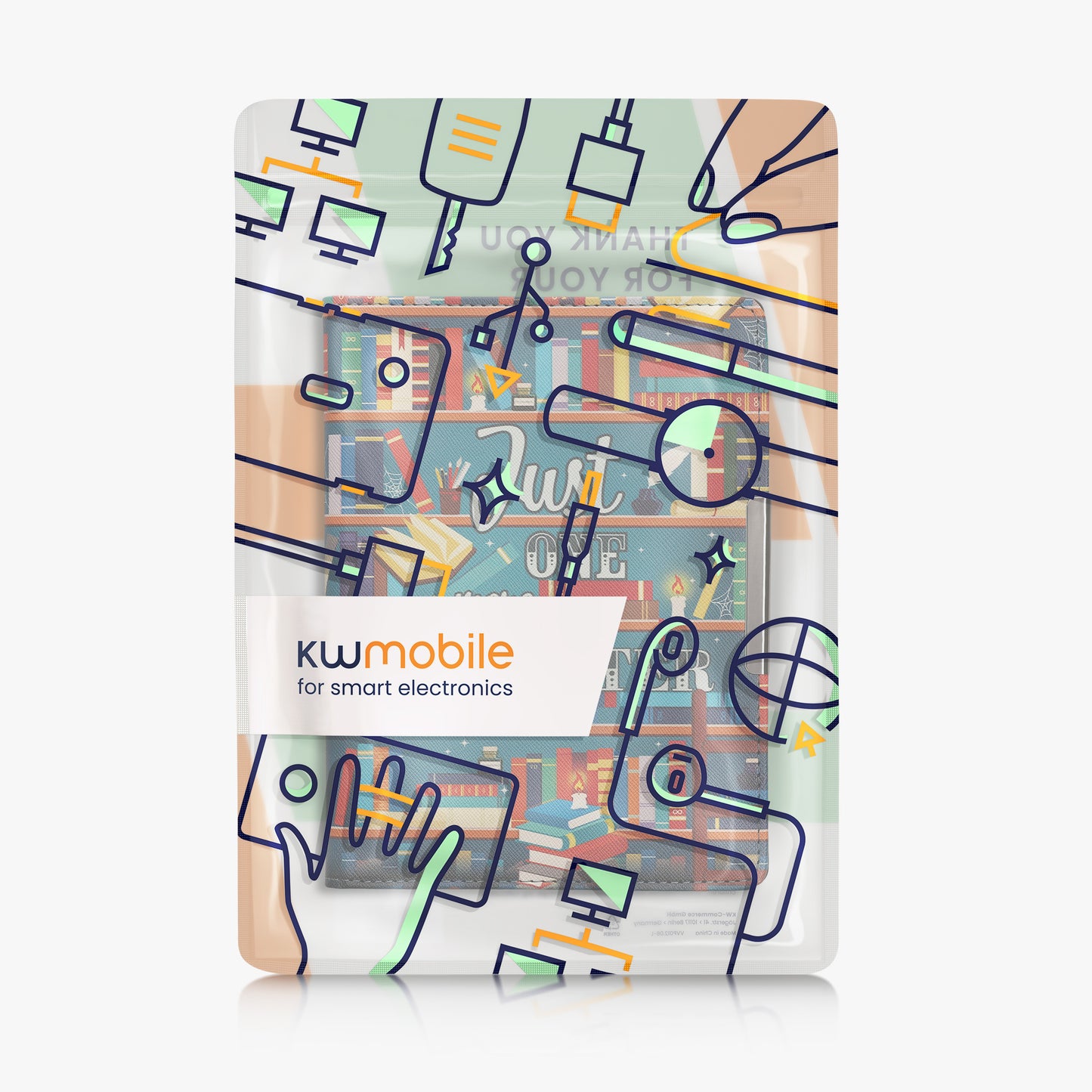 kwmobile Schutzhülle für Kobo Aura H2O Edition 1 Hülle - eReader Flip Case mit Handschlaufe und Auto Sleep Funktion - Bibliothek Motto mit Mehrfarbig Mehrfarbig  [dsg02]