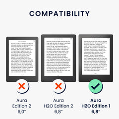 kwmobile Schutzhülle für Kobo Aura H2O Edition 1 Hülle - eReader Flip Case mit Handschlaufe und Auto Sleep Funktion - Katzen mit Orange Schwarz Weiß Orange  [dsg03]