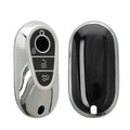 Mercedes Benz 3-Tasten Smart Autoschlüssel Silikon Schlüsselhülle Metallic Silbergrau