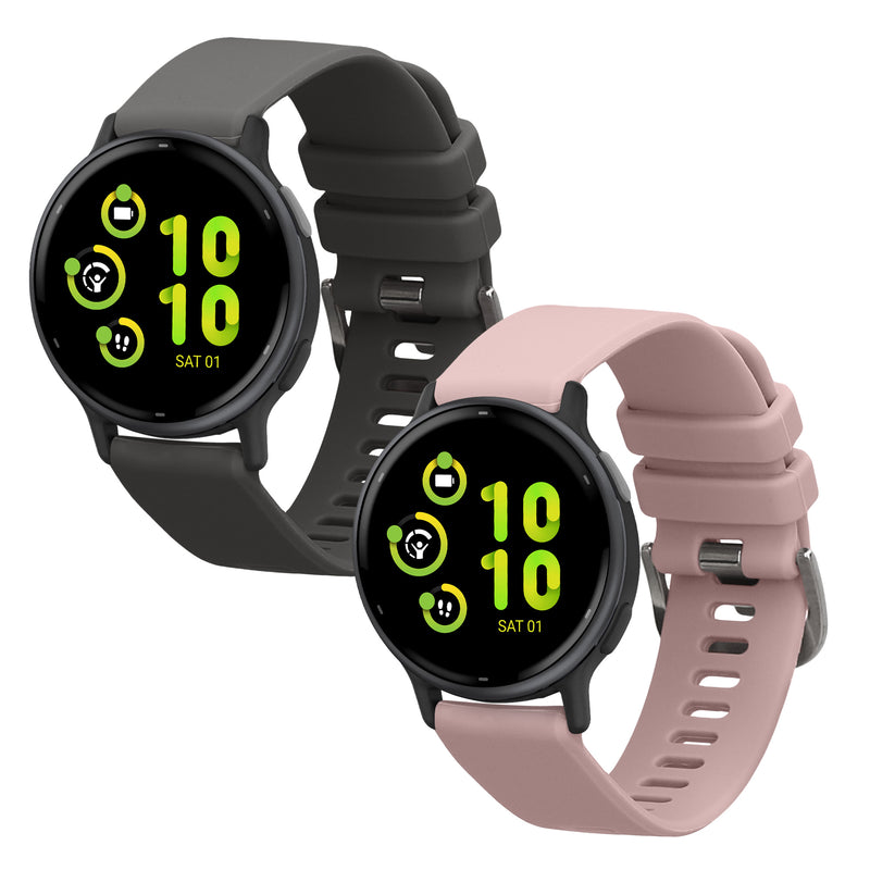 kwmobile 2x Uhrenarmband für Garmin vivoactive 5 / active 5 Armband - Fitnesstracker Band Set aus TPU Silikon - Ersatzarmband Smartwatch - Grau Altrosa Grau  [dsg05]