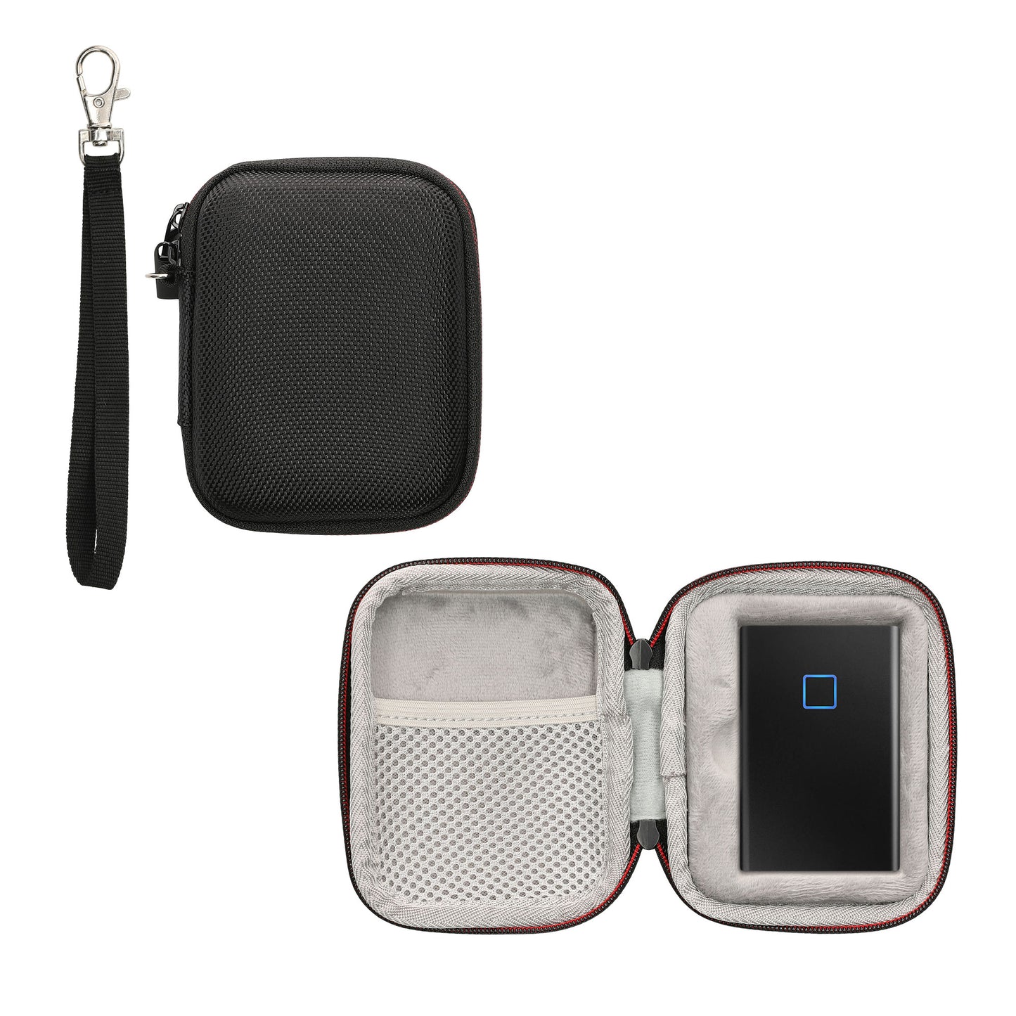 kwmobile Hülle kompatibel mit Samsung Portable SSD T7 / SSD T7 Touch SSD Festplatte - Case Tasche für portable SSD - Tragetasche mit Schlaufe - Schwarz Schwarz  