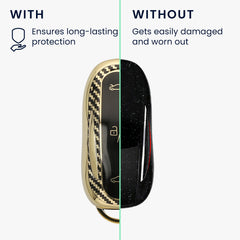 Tesla Model X Autoschlüssel Schlüsselhülle Carbon Schwarz Gold
