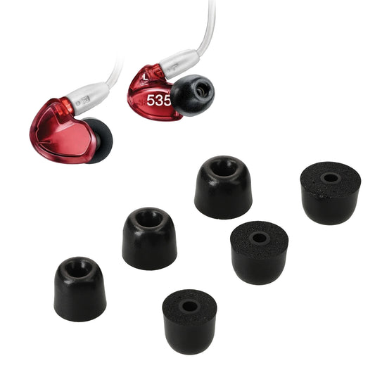 kwmobile 6x Aufsätze für Shure AONIC 215 / SE215 / SE846 / SE535 / SE112 Ersatz Ohrstöpsel - 3 Größen - Ear Tips für In-Ear Kopfhörer - Zubehör Ersatzpolster in Schwarz Schwarz  