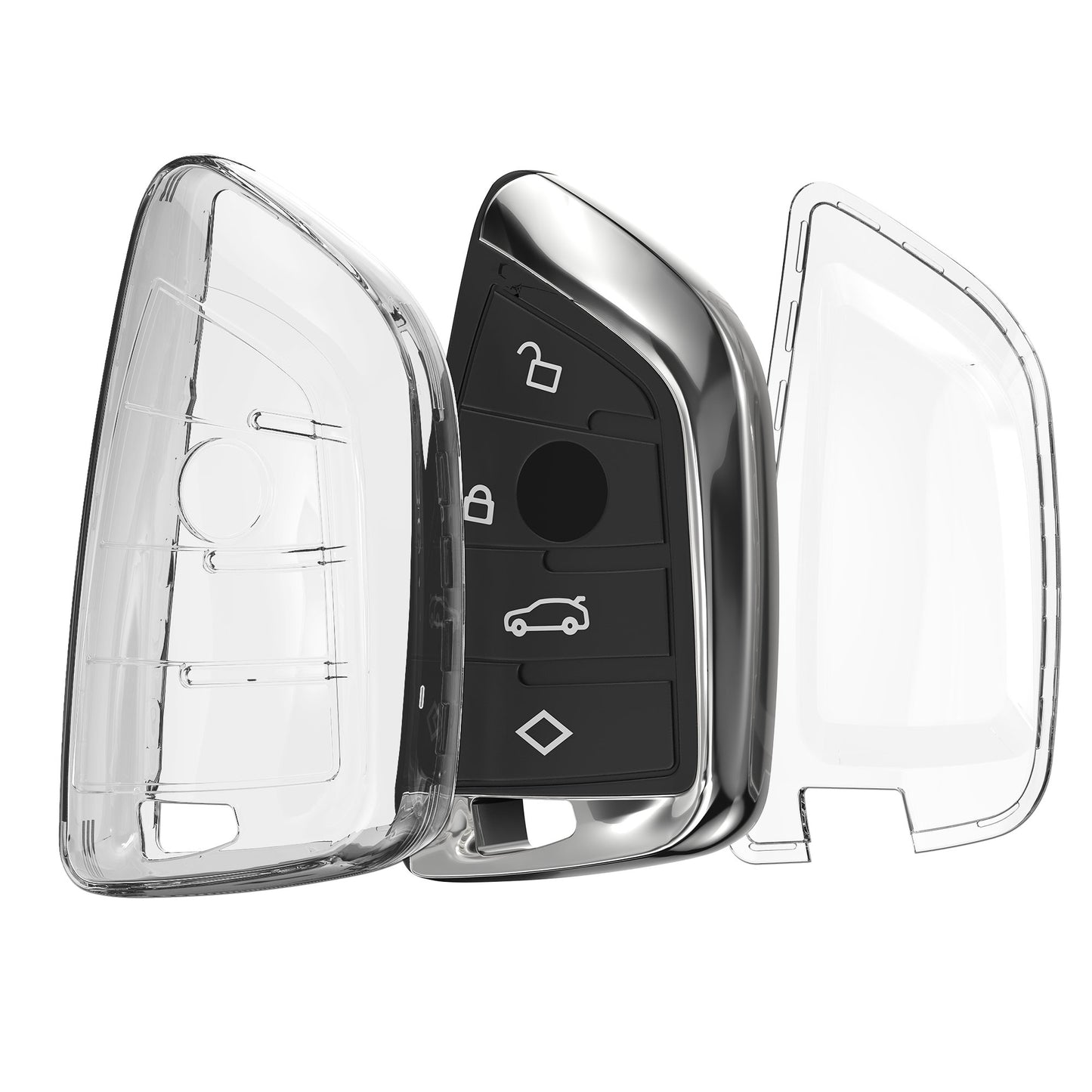 kwmobile Schlüsselhülle für BMW 3-Tasten Smart Key Autoschlüssel Hülle - Autoschlüssel Schlüssel Hülle aus TPU Silikon - Schlüsselschutz Gehäuse in Transparent Transparent  [dsg02]