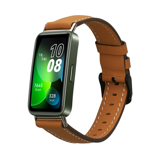 kwmobile Echtleder Uhrenarmband für Huawei Band 10 / 9 / 8 Armband - Ersatzarmband für Fitnesstracker - Wechselarmband Smartwatch - Braun Braun  